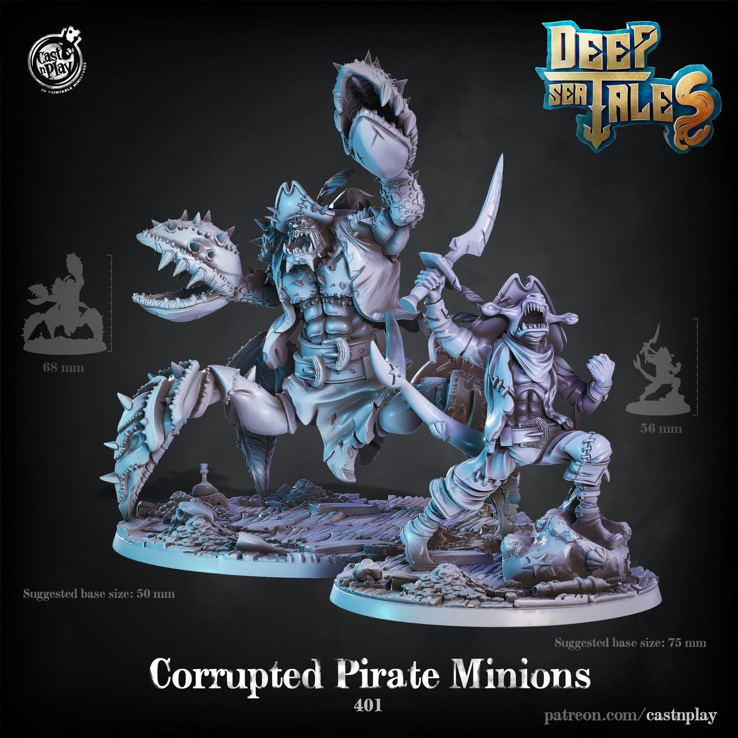 Cursed Pirate Minions  |  D&D  |  3D Printed | HD Resin Miniature | Cast n Play | Pathfinder | Tabletop