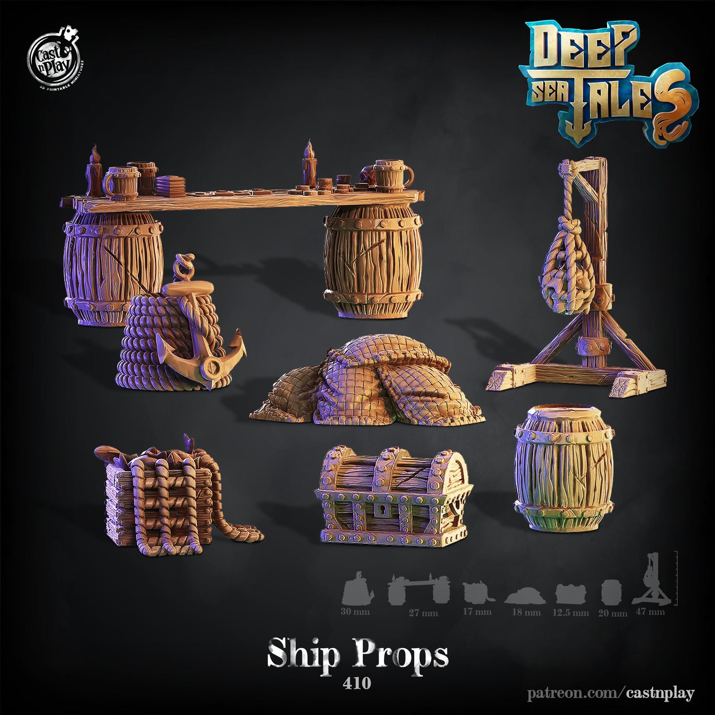 Ship Props  |  D&D  |  3D Printed | HD Resin Miniature | Cast n Play | Pathfinder | Tabletop