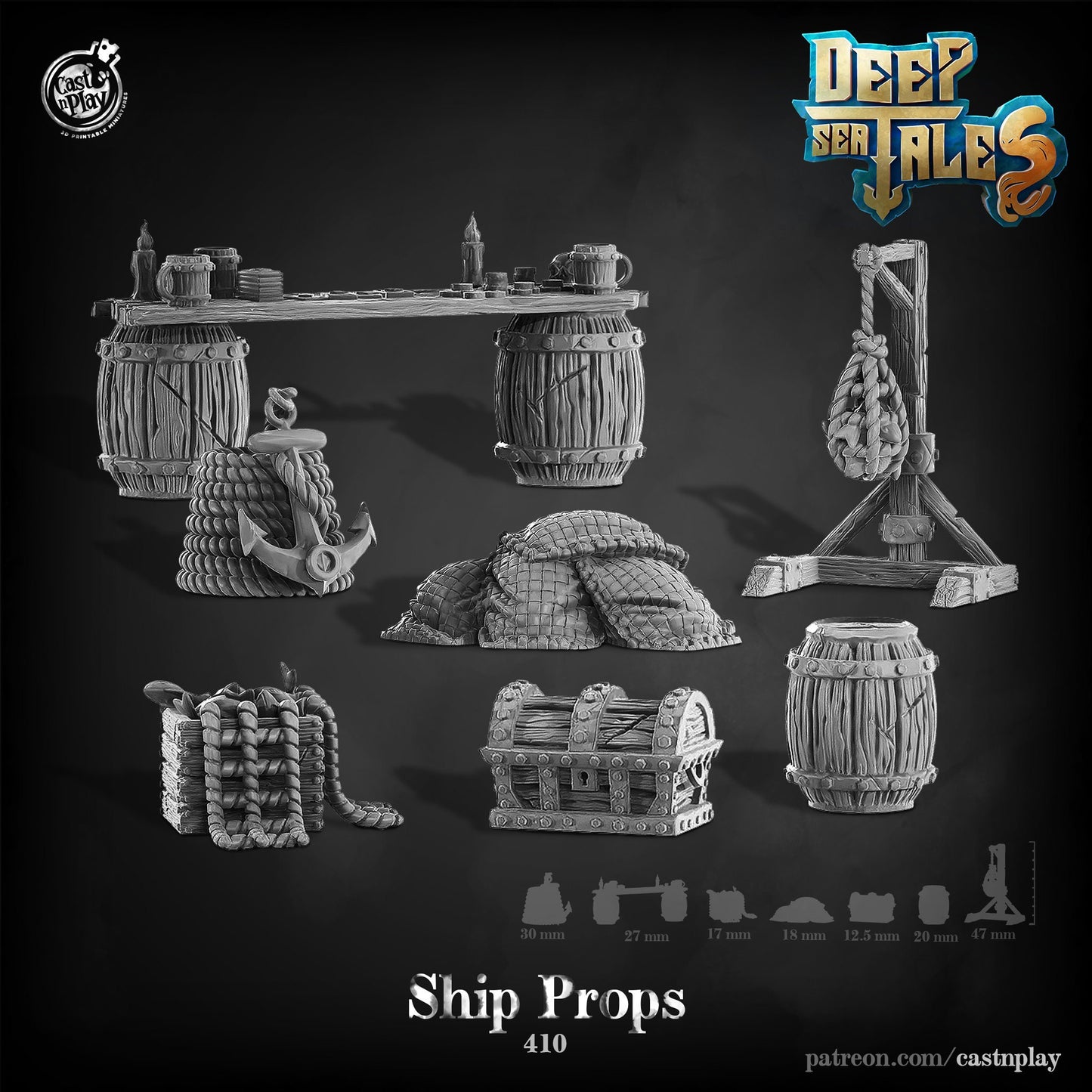 Ship Props  |  D&D  |  3D Printed | HD Resin Miniature | Cast n Play | Pathfinder | Tabletop