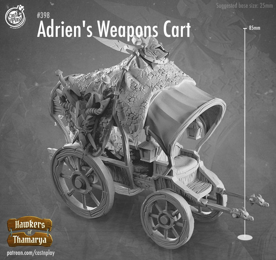 Adrien's Weapons Cart |  D&D  |  3D Printed | HD Resin Miniature | Cast n Play | Pathfinder | Tabletop