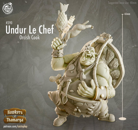 The Orc Chef Undur |  D&D  |  3D Printed | HD Resin Miniature | Cast n Play | Pathfinder | Tabletop