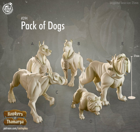 Dog Pack |  D&D  |  3D Printed | HD Resin Miniature | Cast n Play | Pathfinder | Tabletop | Elf | Tiefling | Orc | Dragonborn