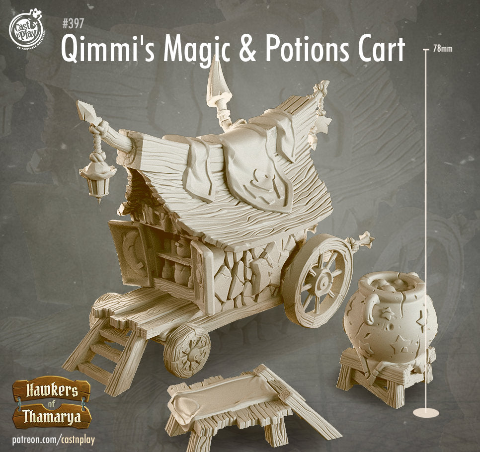 Qimmi's Magic Potions Cart |  D&D  |  3D Printed | HD Resin Miniature | Cast n Play | Pathfinder | Tabletop