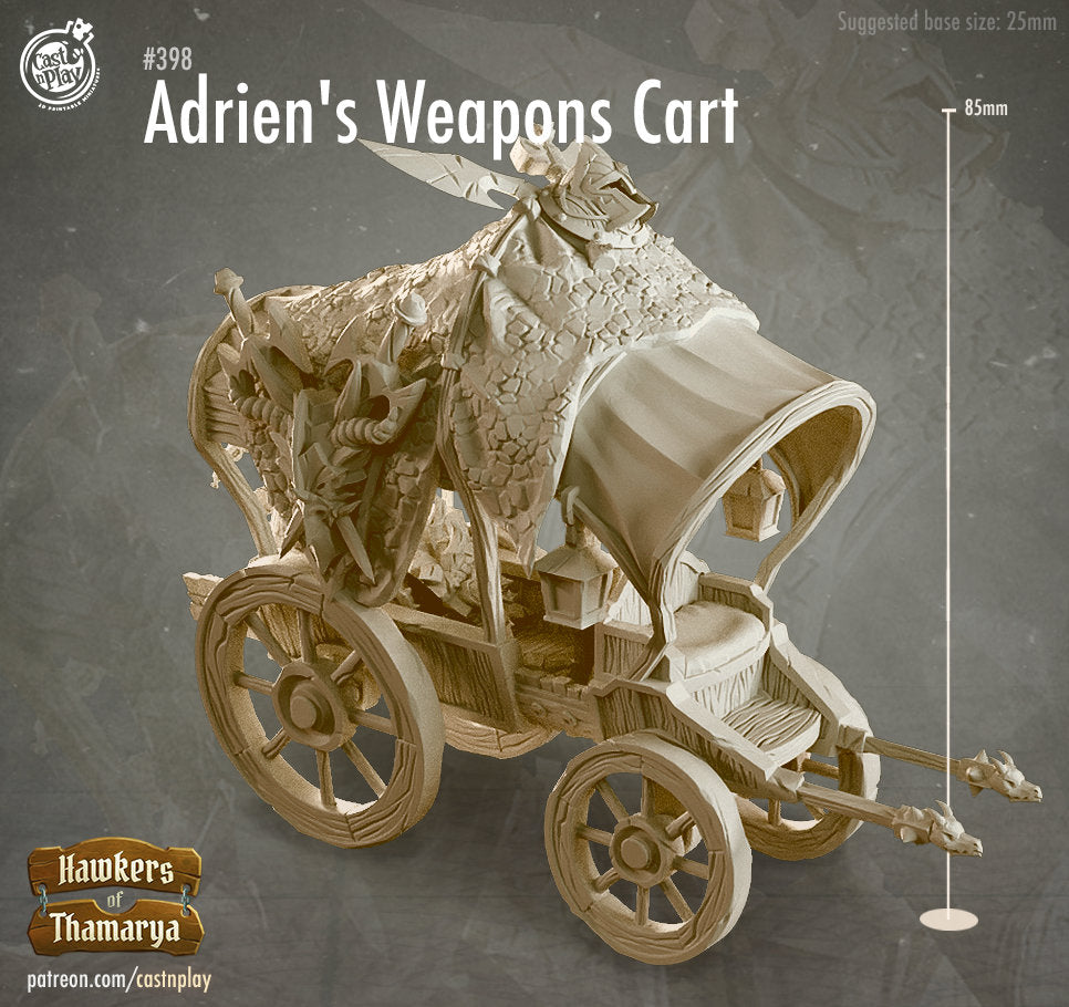 Adrien's Weapons Cart |  D&D  |  3D Printed | HD Resin Miniature | Cast n Play | Pathfinder | Tabletop