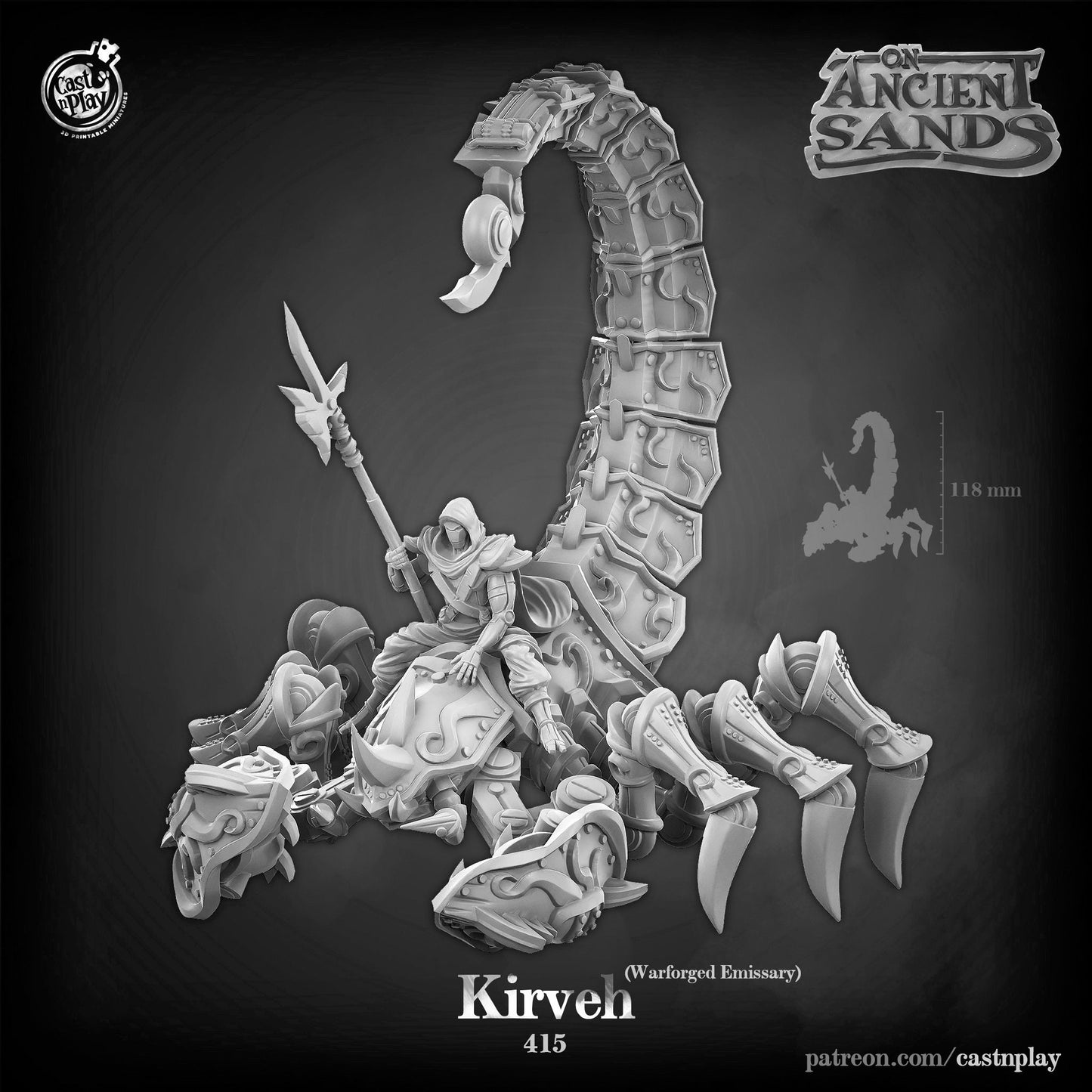 Kirveh the Warforged Emissary | Scorpion |  D&D  |  3D Printed | HD Resin Miniature | Cast n Play | Pathfinder | Tabletop | Boss