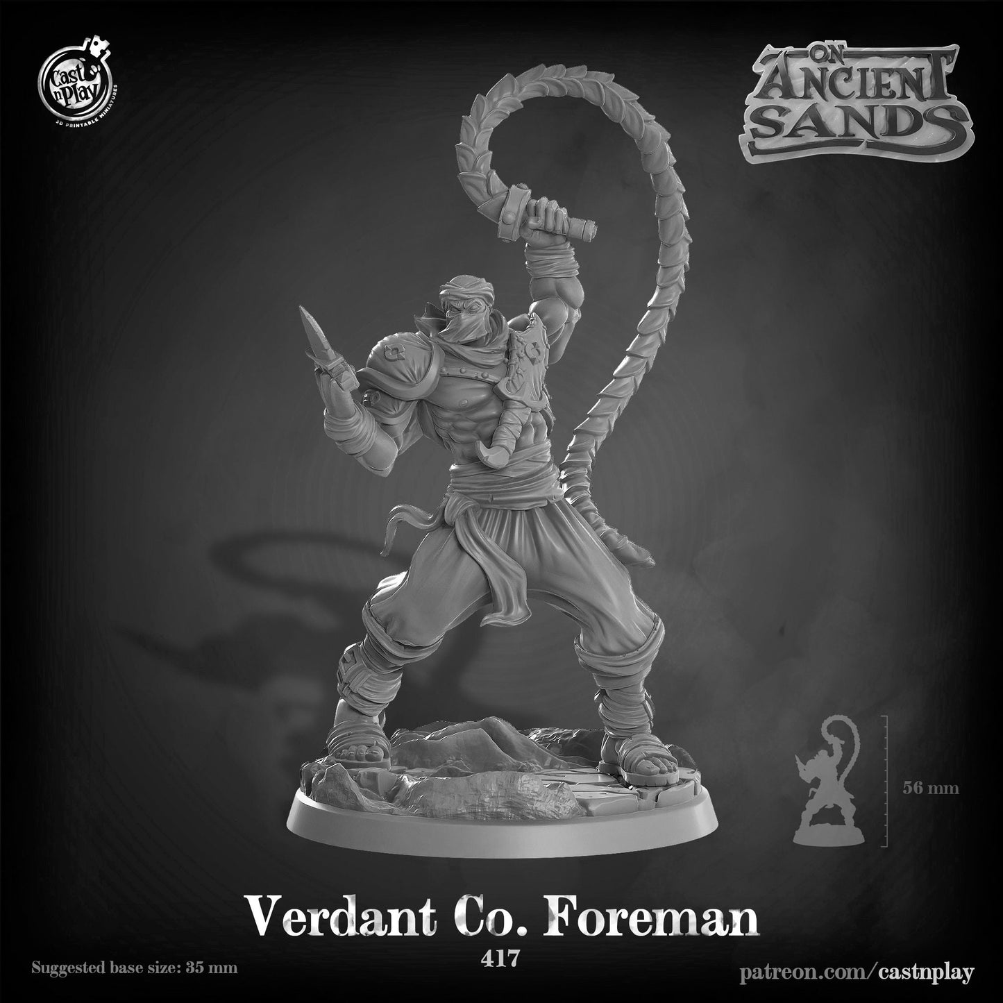 Verdant Co. Foreman the Thug Boss |  D&D  |  3D Printed | HD Resin Miniature | Cast n Play | Pathfinder | Tabletop | Djinn | Desert Warrior