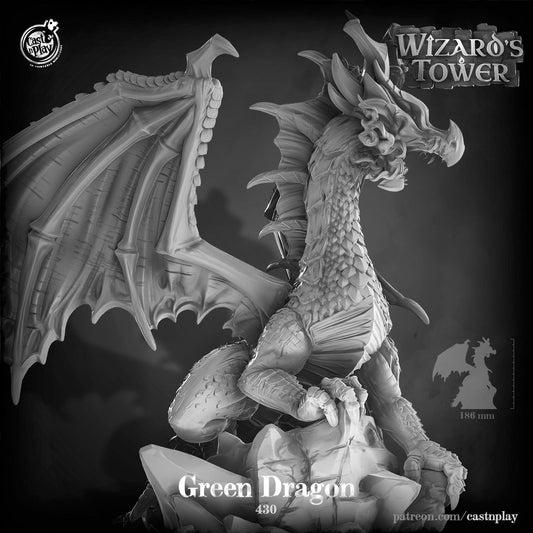 Green Dragon |  D&D  |  3D Printed | HD Resin Miniature | Cast n Play | Pathfinder | Tabletop | Boss | Epic | Magic