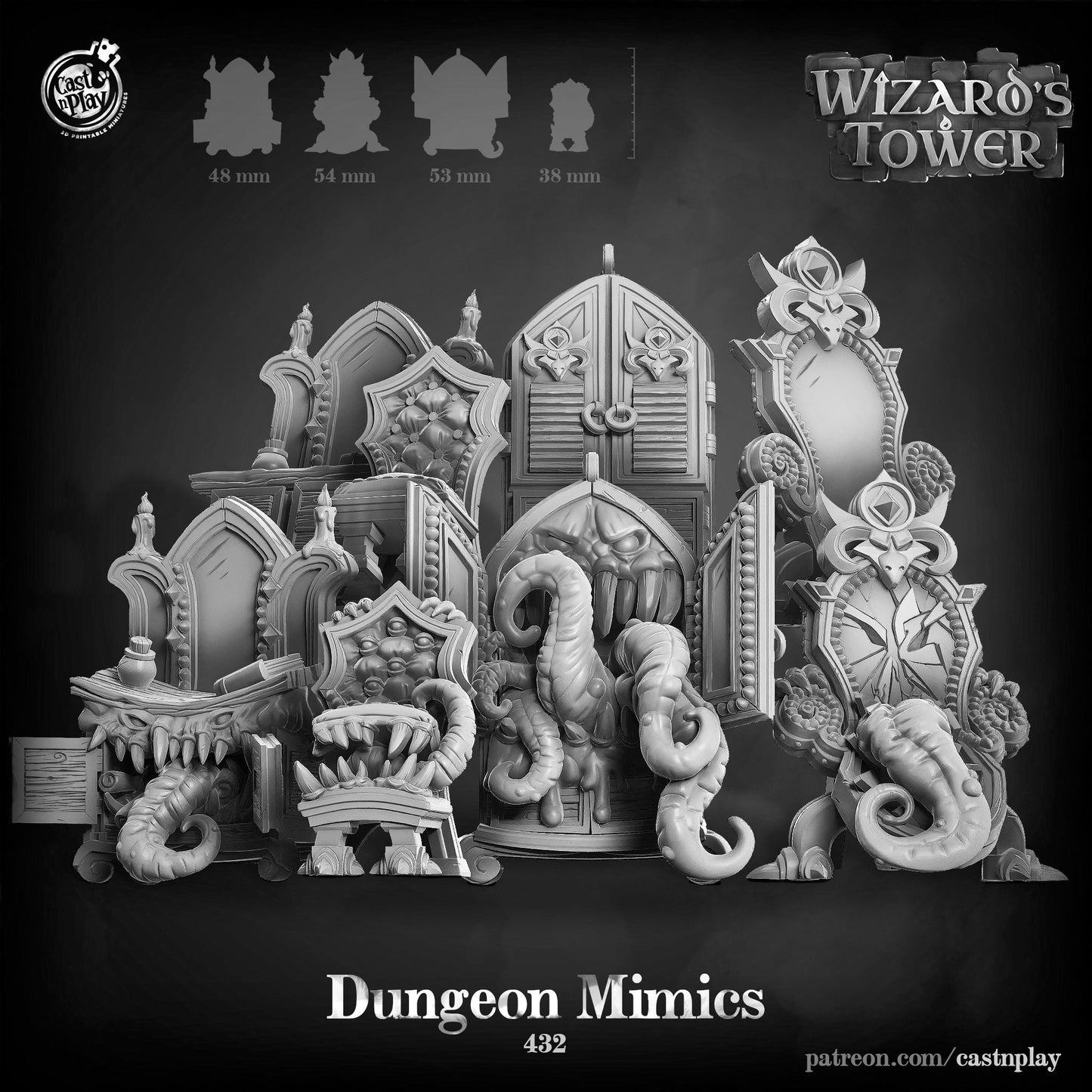 Wizards Mimic set | Dragon Wizard |  D&D  |  3D Printed | HD Resin Miniature | Cast n Play | Pathfinder | Tabletop | mage | Magic