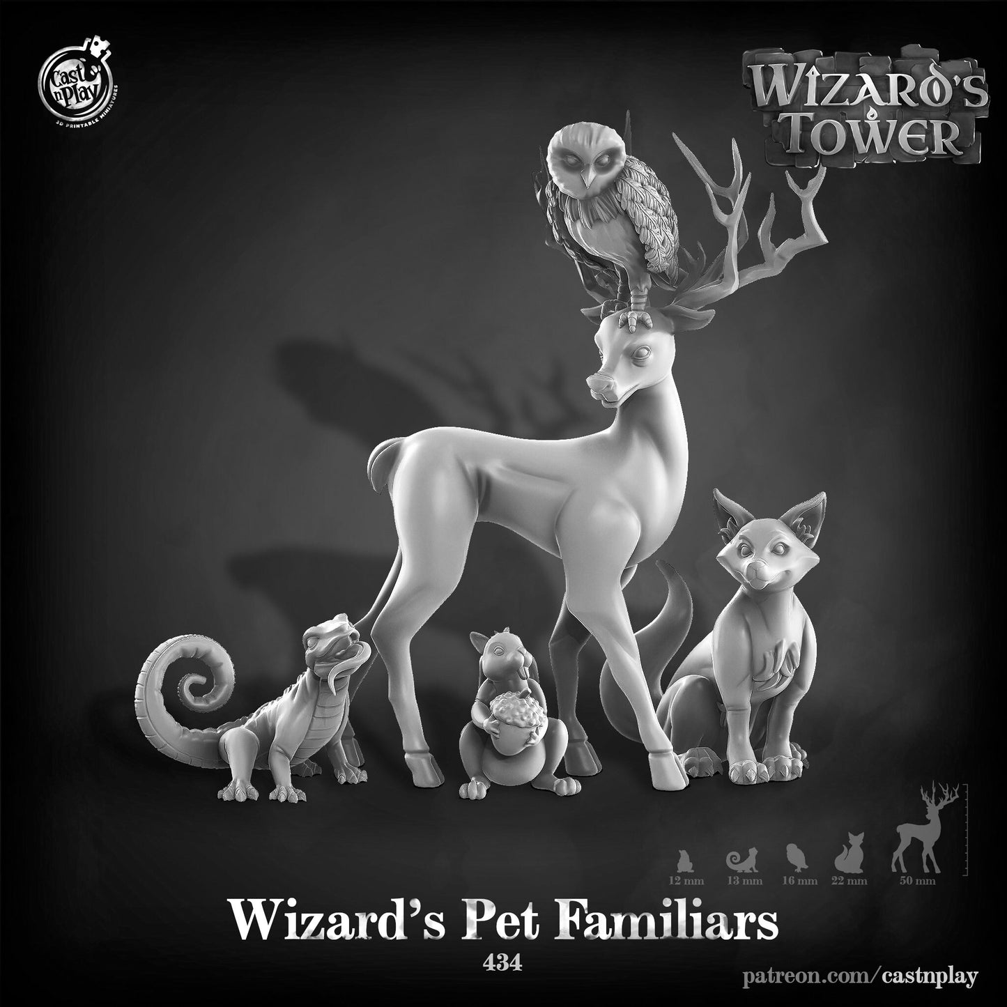 Wizards Animal Familiar |  D&D  |  3D Printed | HD Resin Miniature | Cast n Play | Pathfinder | Tabletop | mage | Magic | Pet