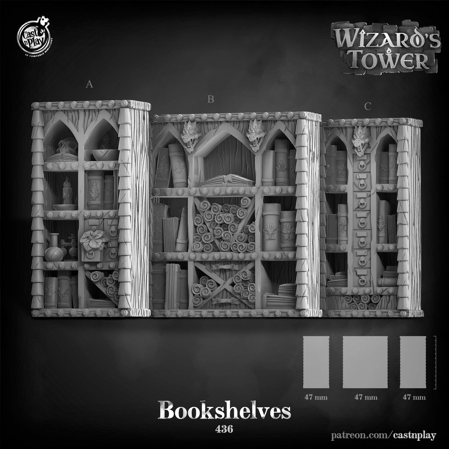 Wizards Bookshelves | Prop |  D&D  |  3D Printed | HD Resin Miniature | Cast n Play | Pathfinder | Tabletop | mage | Magic