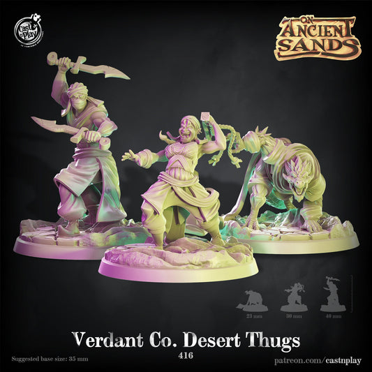 Desert Thugs, Verdant Co. |  D&D  |  3D Printed | HD Resin Miniature | Cast n Play | Pathfinder | Tabletop | Half Orc | Human | Dragonkin