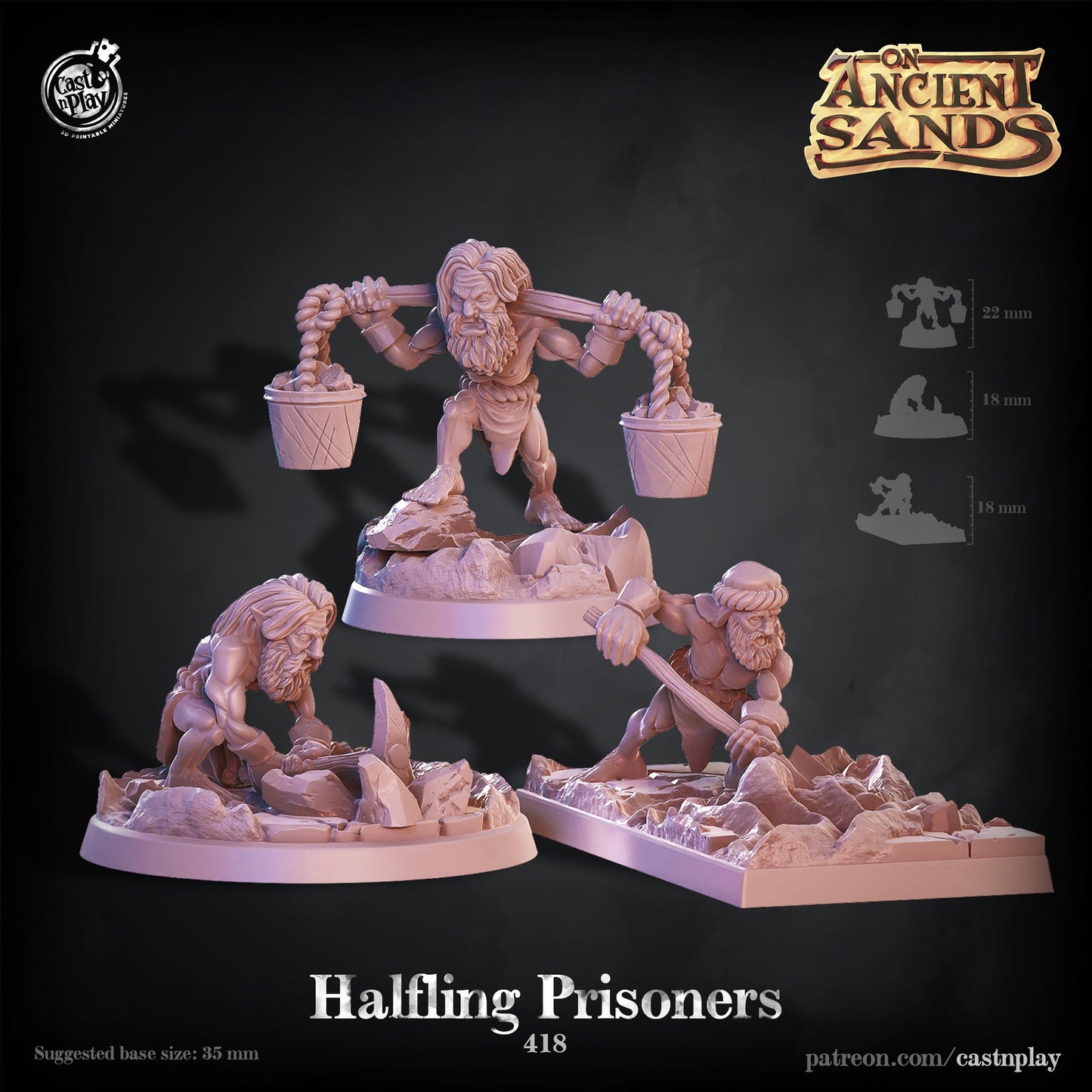 Halfling Prisoners |  D&D  |  3D Printed | HD Resin Miniature | Cast n Play | Pathfinder | Tabletop | Jail | Verdant Co. | Desert