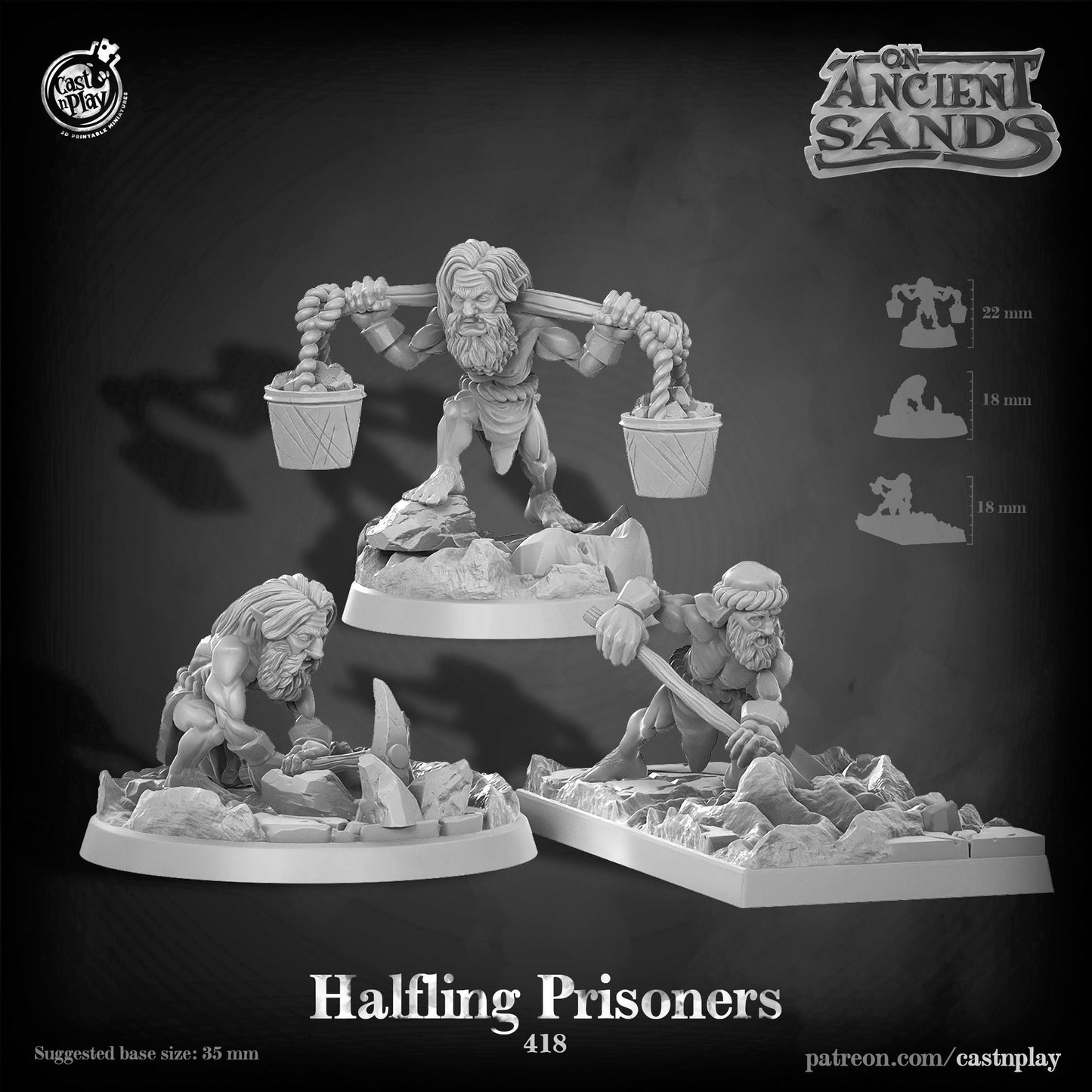 Halfling Prisoners |  D&D  |  3D Printed | HD Resin Miniature | Cast n Play | Pathfinder | Tabletop | Jail | Verdant Co. | Desert