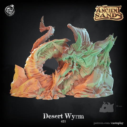 Desert Wyrm | Cage |  D&D  |  3D Printed | HD Resin Miniature | Cast n Play | Pathfinder | Tabletop | Boss | Beast | Worm