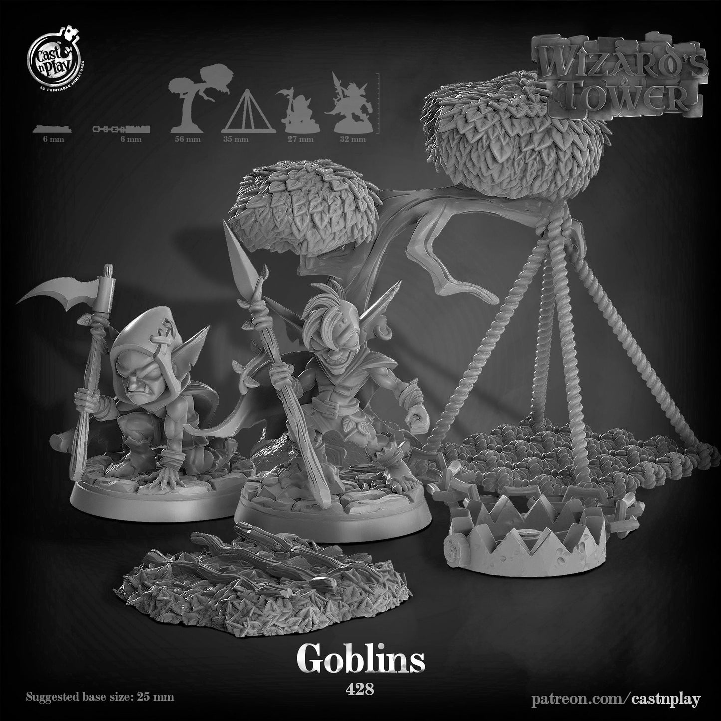 Goblin Band of hunters |  D&D  |  3D Printed | HD Resin Miniature | Cast n Play | Pathfinder | Tabletop | Traps | Hunters