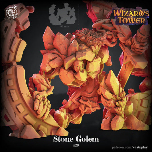 Stone Golem | Construct | D&D | 3D Printed | HD Resin Miniature | Cast n Play | Pathfinder | Tabletop | Boss | Epic | Magic