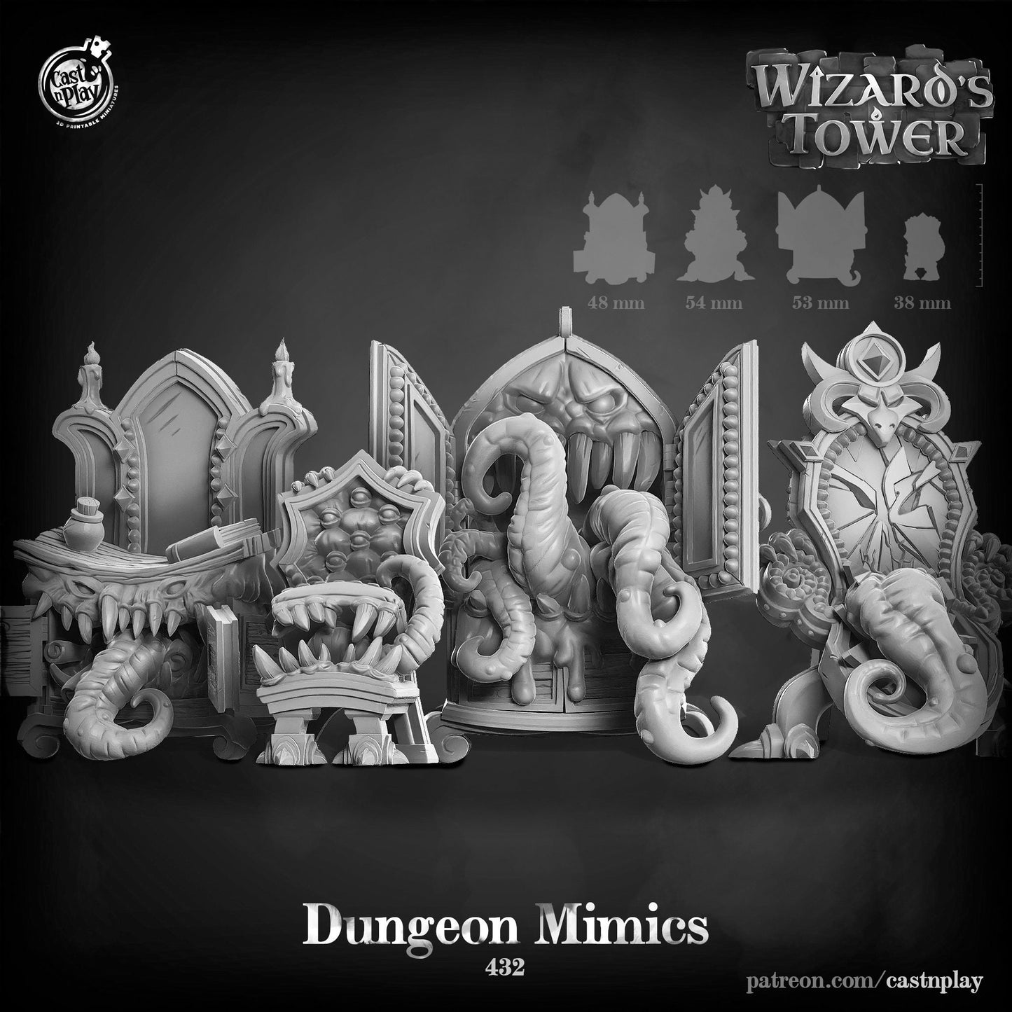 Wizards Mimic set | Dragon Wizard |  D&D  |  3D Printed | HD Resin Miniature | Cast n Play | Pathfinder | Tabletop | mage | Magic