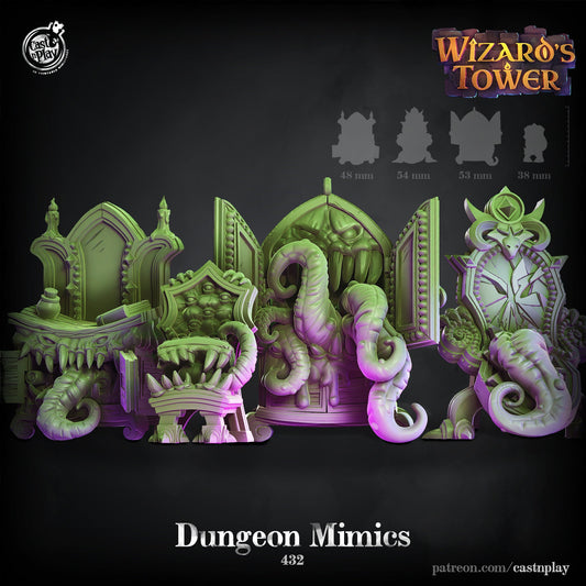 Wizards Mimic set | Dragon Wizard |  D&D  |  3D Printed | HD Resin Miniature | Cast n Play | Pathfinder | Tabletop | mage | Magic