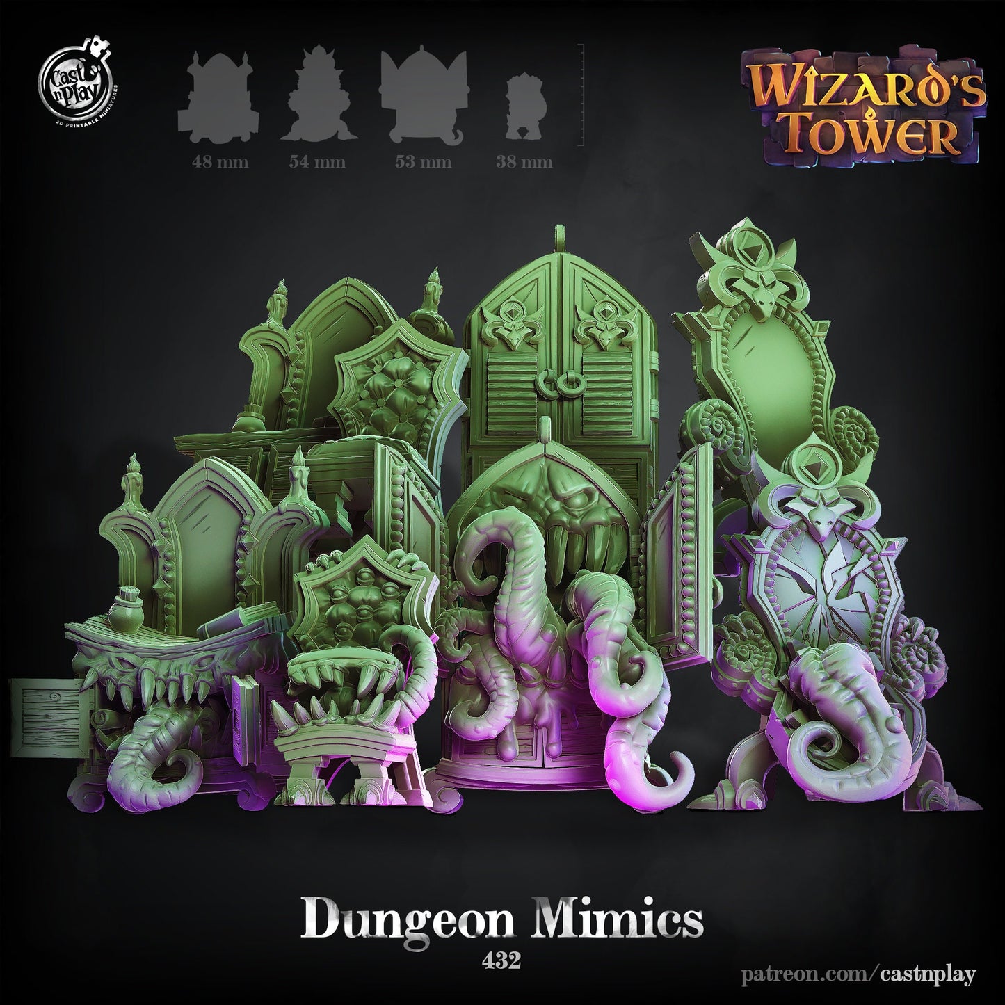 Wizards Mimic set | Dragon Wizard |  D&D  |  3D Printed | HD Resin Miniature | Cast n Play | Pathfinder | Tabletop | mage | Magic