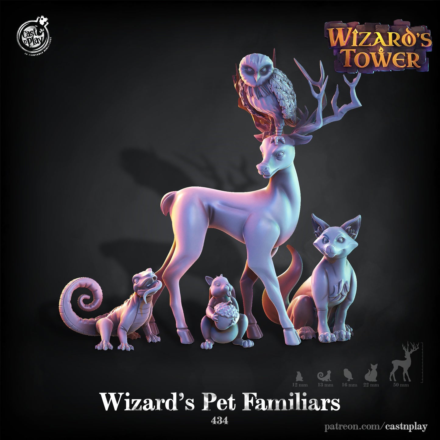 Wizards Animal Familiar |  D&D  |  3D Printed | HD Resin Miniature | Cast n Play | Pathfinder | Tabletop | mage | Magic | Pet