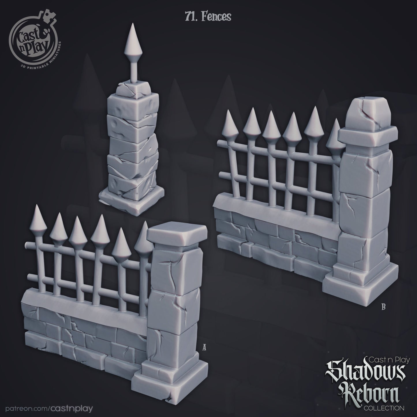 Walls | Fences |  D&D  |  Miniature | Undead | Graveyard | Terrain | Pack