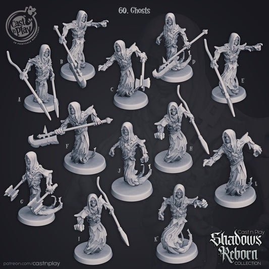 Ghost Soldiers  |  D&D  |  Miniature | Undead | Warriors | Army | Pack