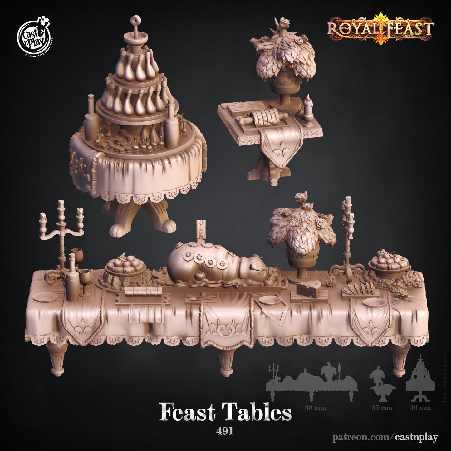 Royal Feast Table  |  D&D  |  Miniature | Prop | Quest | Mission | Royal | Food | display