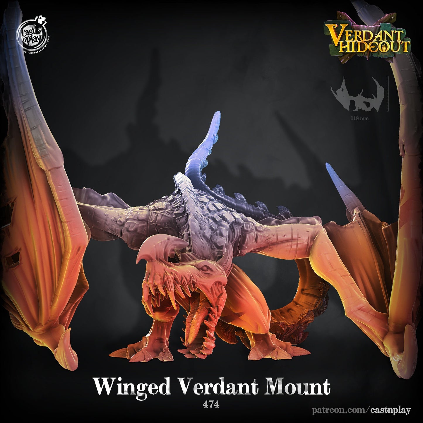 Winged Verdant Wyvern Mount  | D&D | Miniature | Enemy | Giant | Boss | Creature | Beast