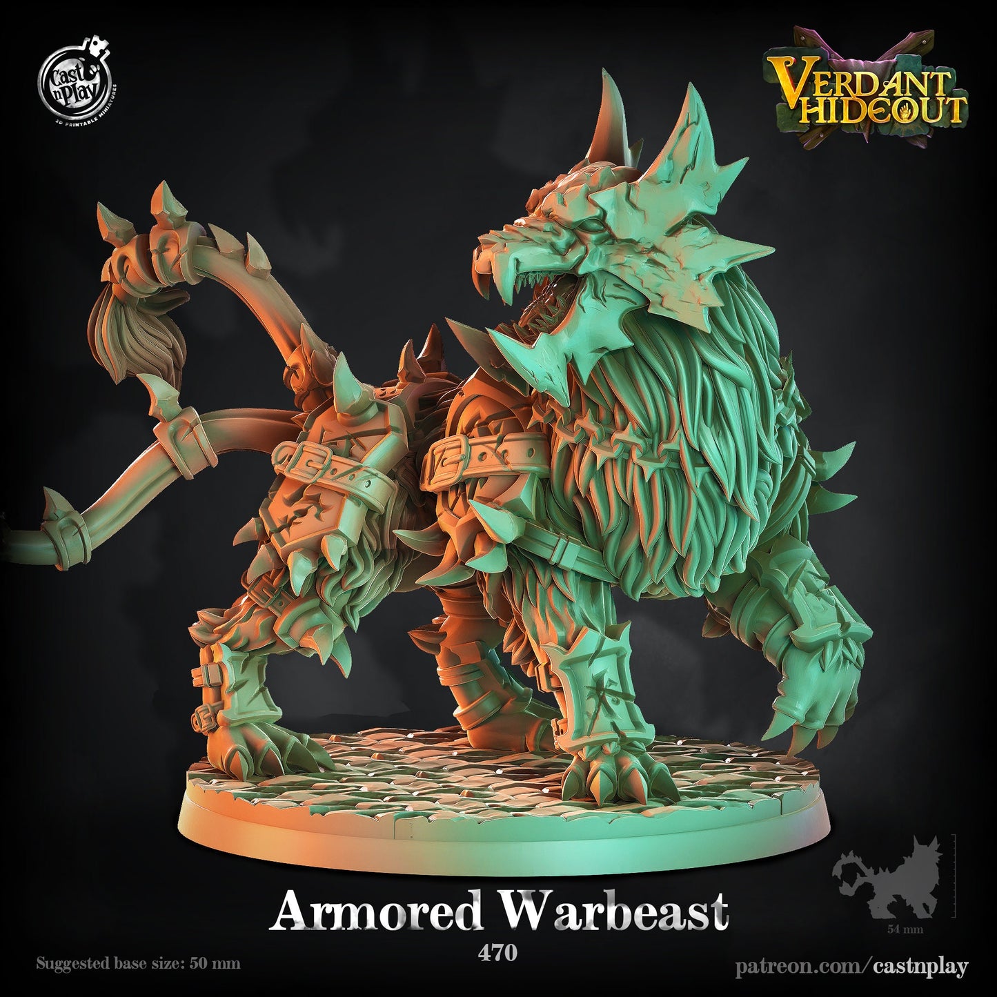 Armoured Warbeast | D&D  |  Miniature | Enemy | Giant | Boss | Creature | Beast | Mount | Wolf