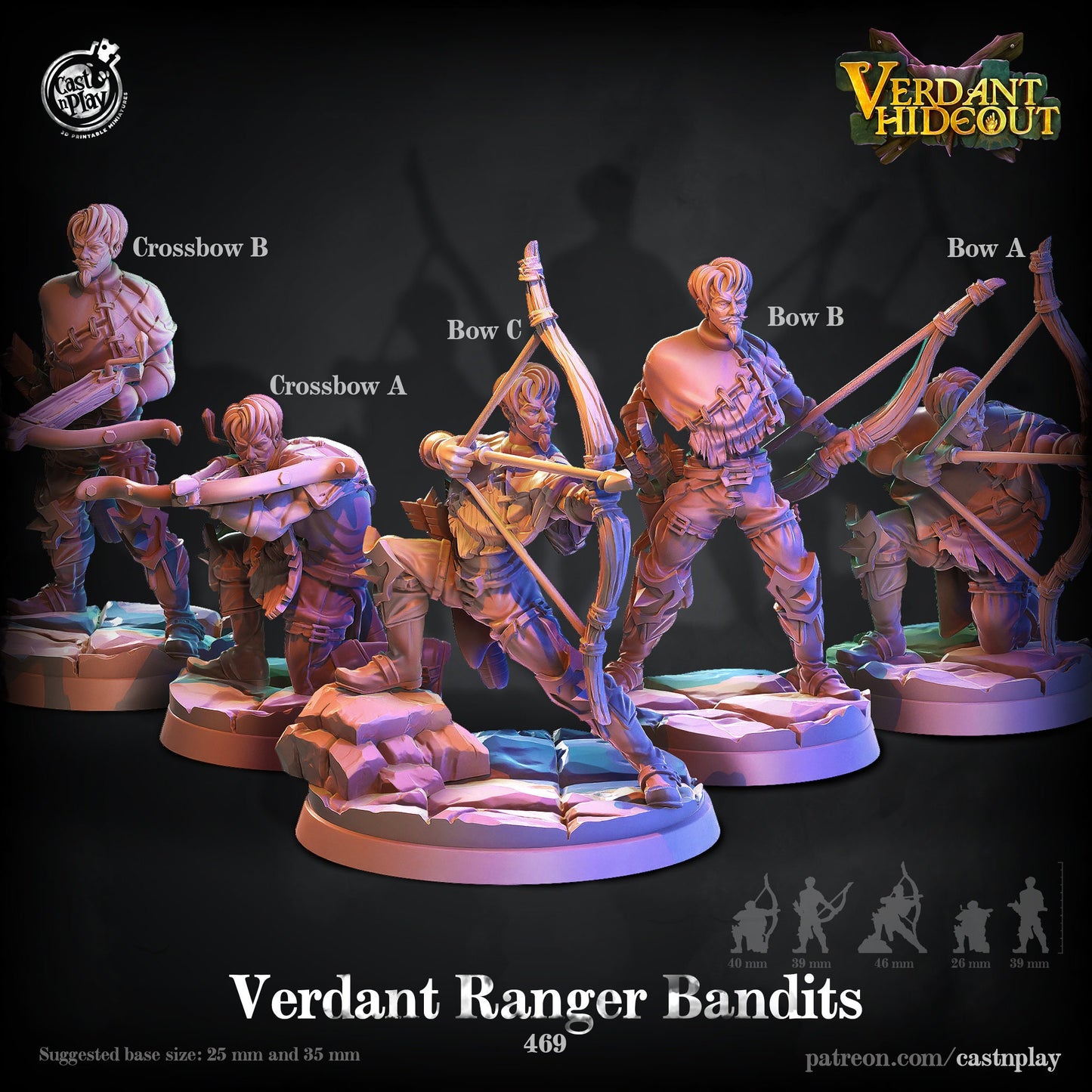 Verdant Ranger Bandits |  D&D  |  Miniature | Enemy | Thugs | Archer | Crossbow