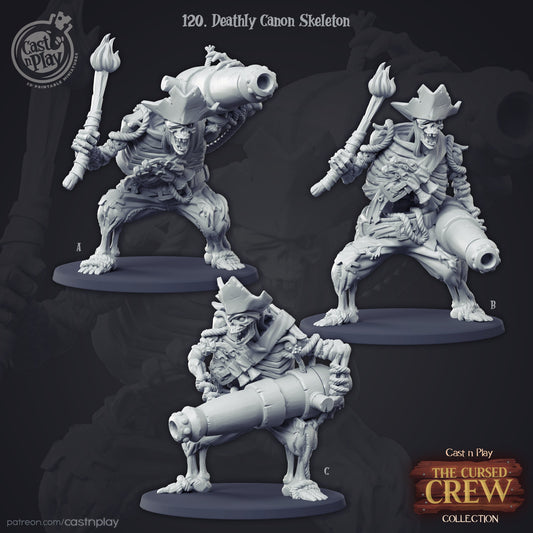 Deathly Canon Skeleton  |  D&D  |  Miniature | Undead | Warriors | Army | Pack