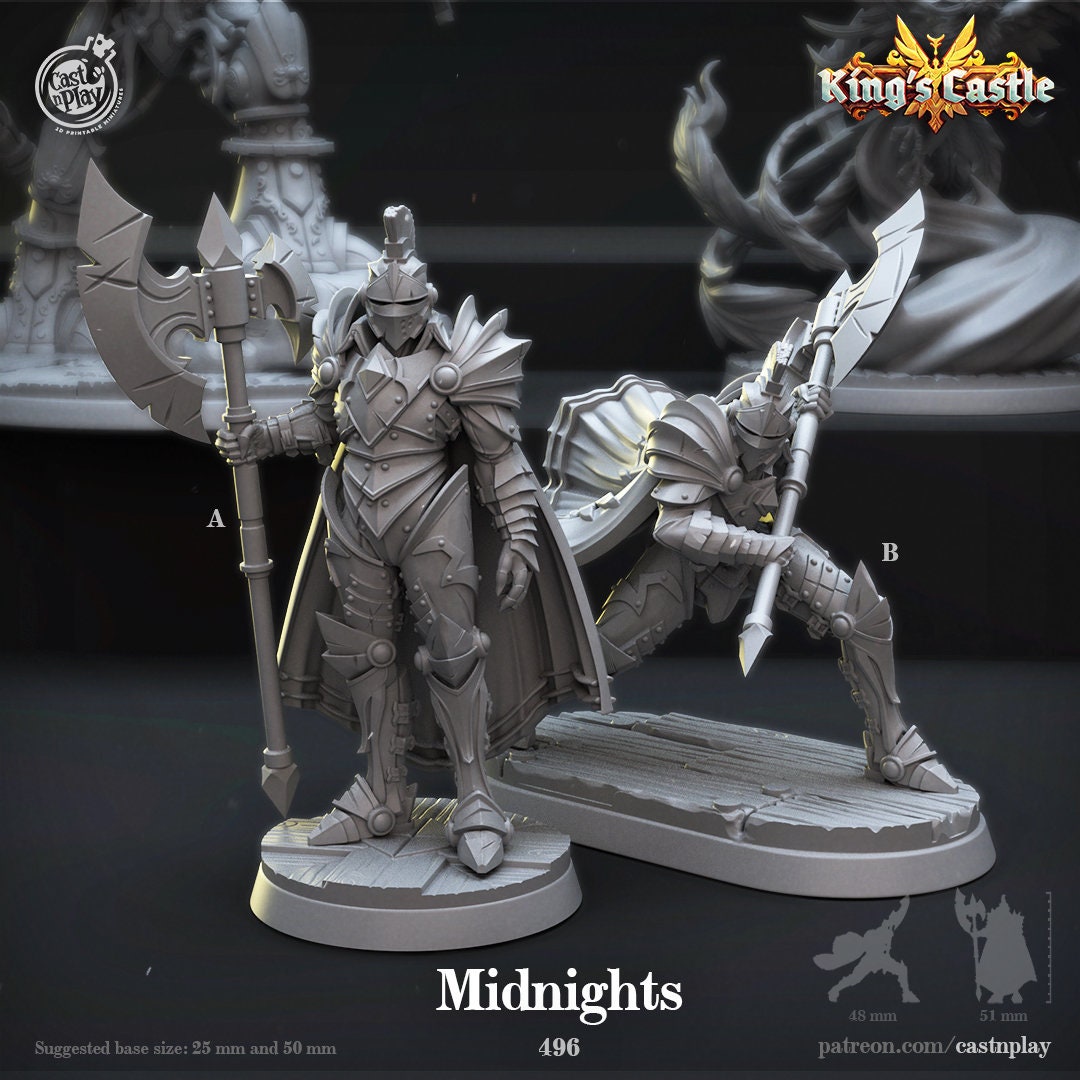 Midnight Knights | D&D |  Miniature | Warrior | Guard | Soldier | Pathfinder | King | Castle