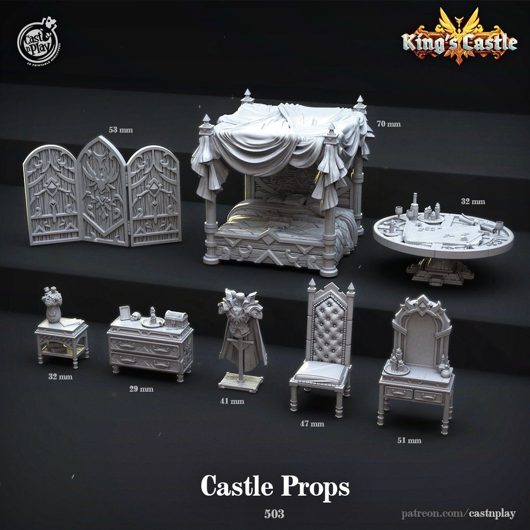 Castle Props | D&D | 3D Printed | HD Resin Miniature | Cast n Play | Pathfinder | Tabletop | Scatter | Target | Furniture