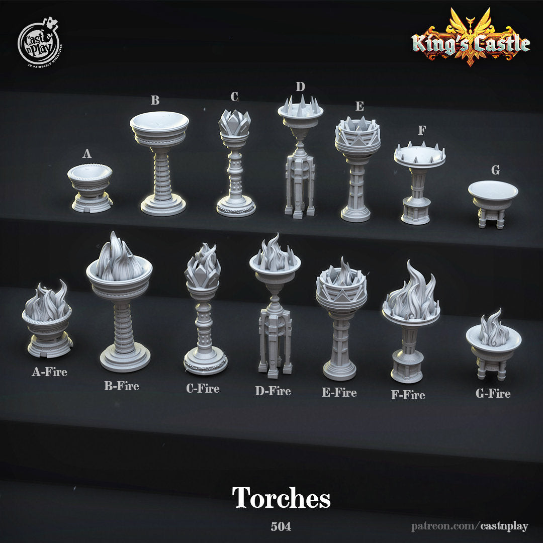 Torches | D&D | Miniature | Props | Scatter | lights | Pack