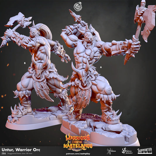 Untur, The Warrior Orc |  D&D  |  3D Printed | HD Resin Miniature | Cast n Play | Pathfinder | Tabletop | Orctober