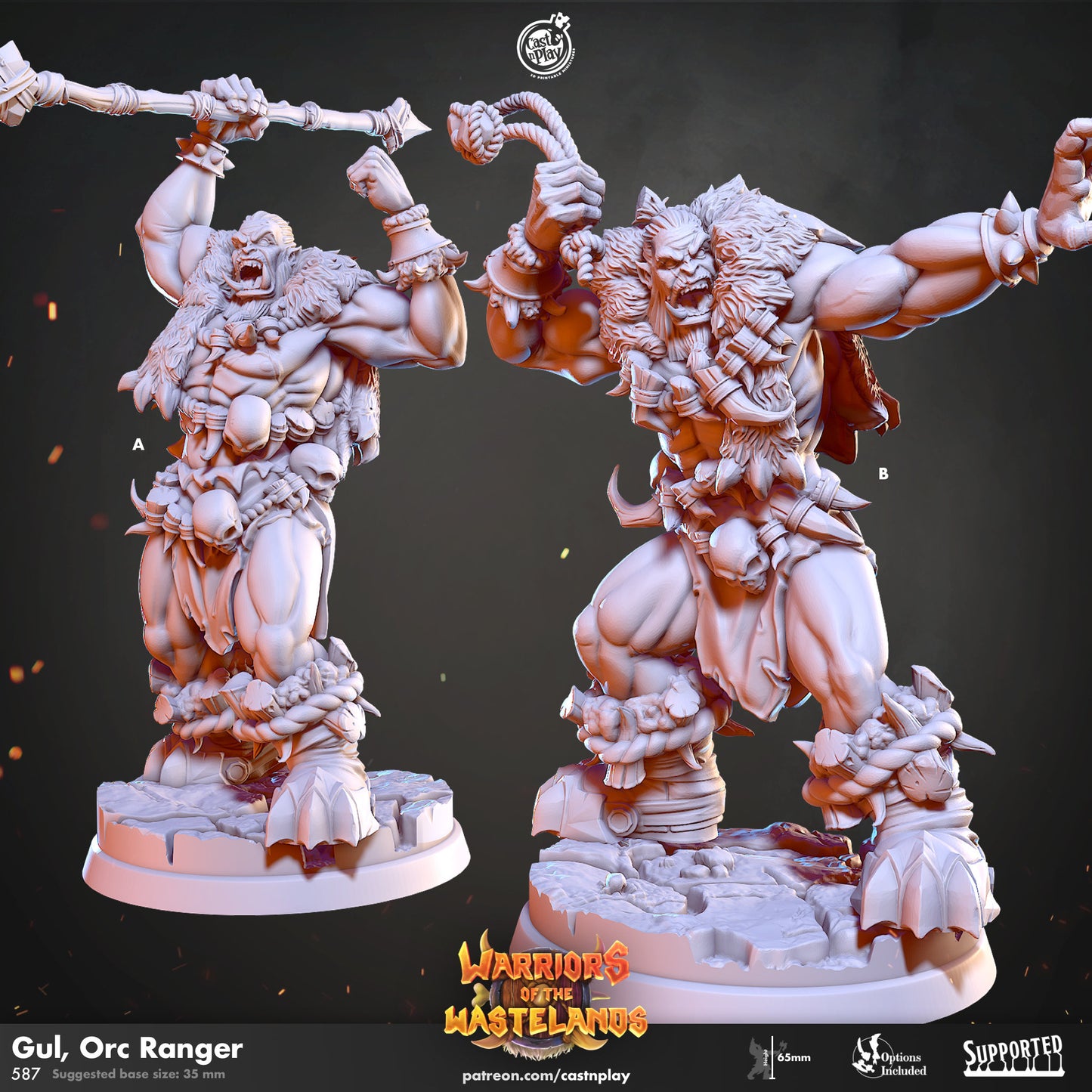 Gul, The Orc Ranger |  D&D  |  3D Printed | HD Resin Miniature | Cast n Play | Pathfinder | Tabletop | Orctober