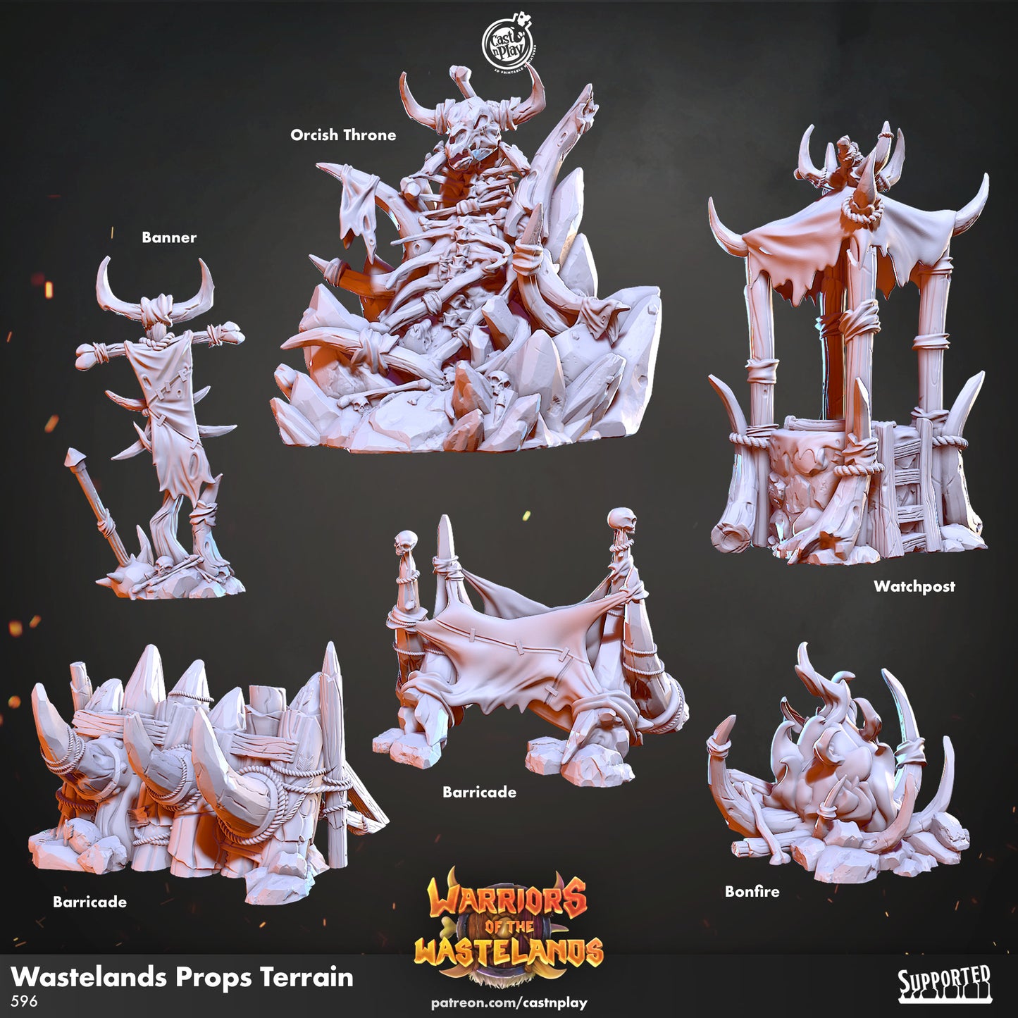 Orc Tribe Props |  D&D  |  3D Printed | HD Resin Miniature | Cast n Play | Pathfinder | Tabletop | Orctober | Wastelands