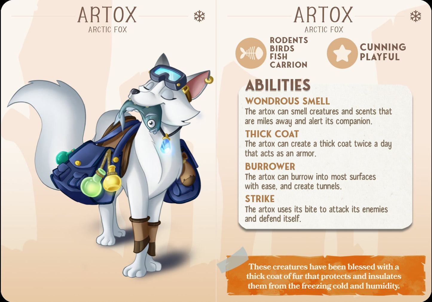 Artox - The Arctic Fox Companion | D&D | 3D Printed | HD Resin Miniature | Cast n Play | Pathfinder | Tabletop | pet | Companions | Familiar