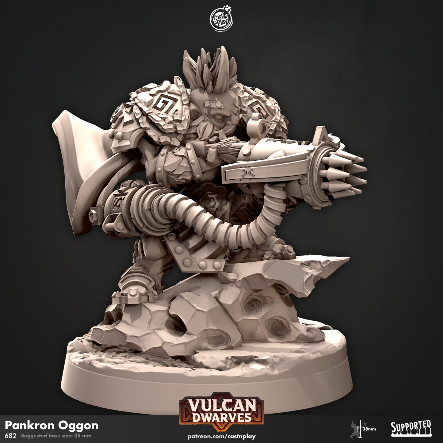 Pankron Oggon - The Dwarf Captain | D&D | 3D Printed | HD Resin Miniature | Cast n Play | Pathfinder | Tabletop | Champion | Army | Vulcan