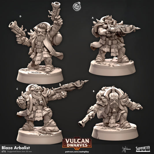 Dwarf Blaze Arbalist | D&D | 3D Printed | HD Resin Miniature | Cast n Play | Pathfinder | Tabletop | Melee | Army | Vulcan