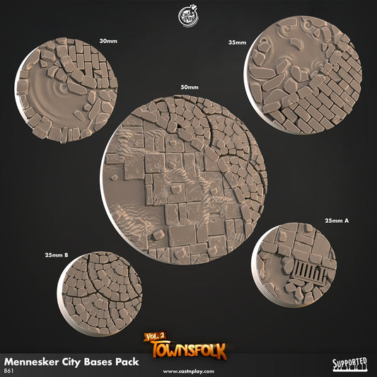 Mennesker City Bases Pack | D&D | Miniature | Townsfolk | NPC | Lady | Men | People | Bases | 3D miniature