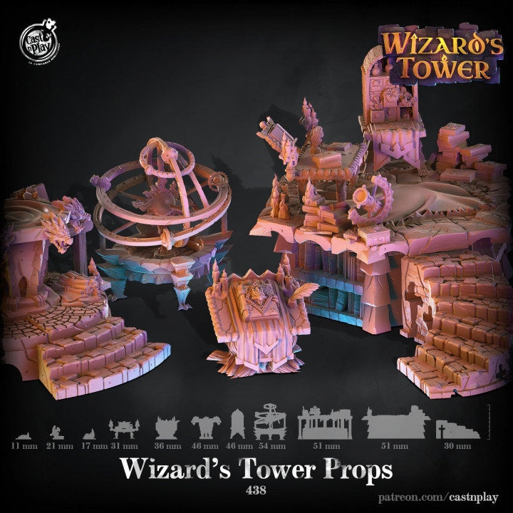 Wizard's Tower Props | Prop |  D&D  |  3D Printed | HD Resin Miniature | Cast n Play | Pathfinder | Tabletop | mage | Magic