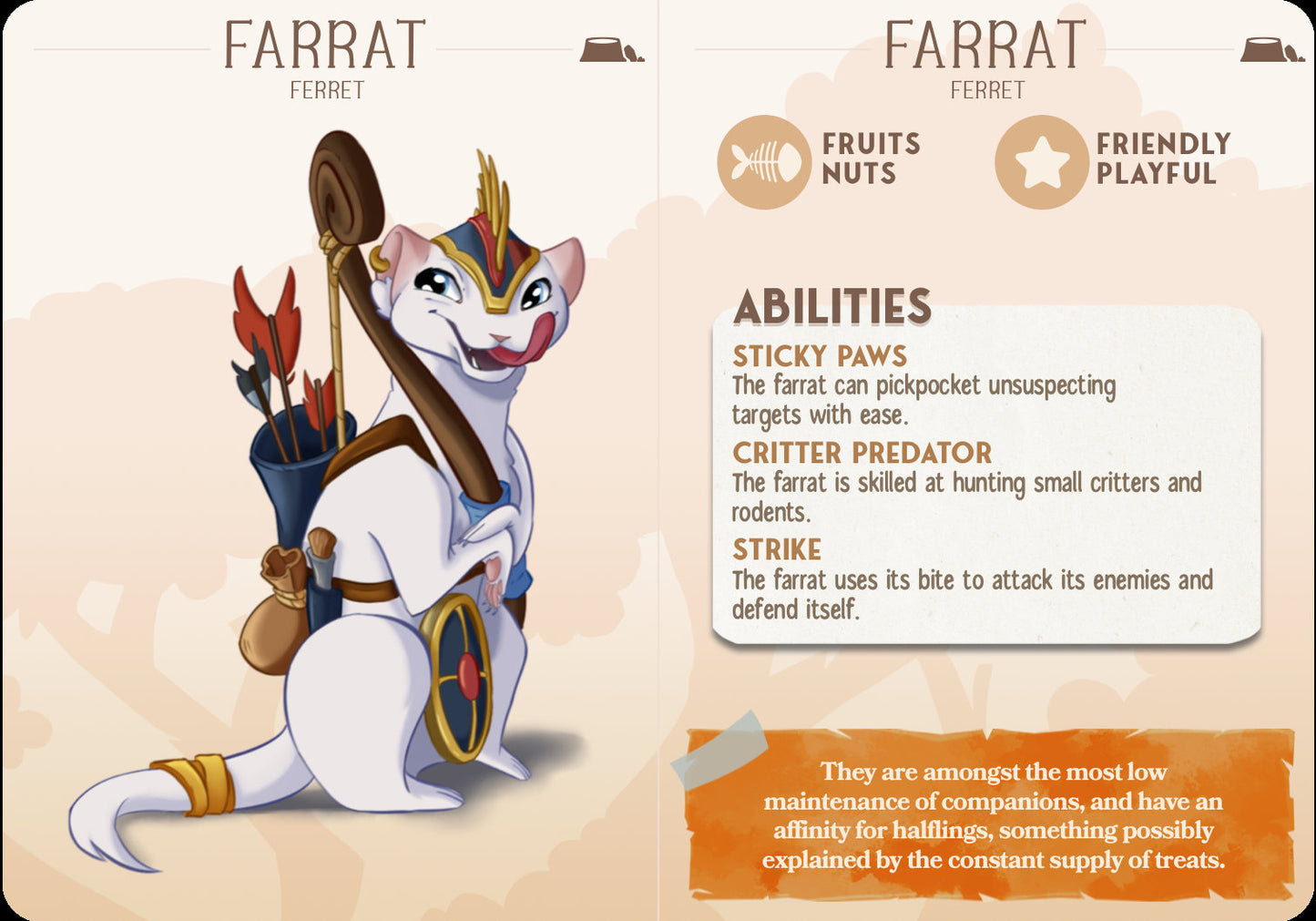 Farrat, The Ferret | D&D | 3D Printed | HD Resin Miniature | Cast n Play | Pathfinder | Tabletop | Ferret | Companions | Familiar