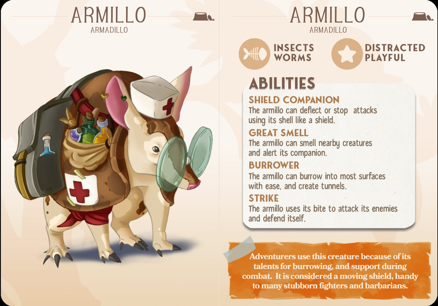 Armillo - Armadillo | D&D | 3D Printed | HD Resin Miniature | Cast n Play | Pathfinder | Tabletop | Armadillo | Companions | Familiar