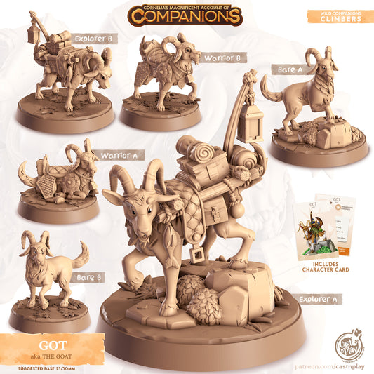 Got, The Goat | D&D | 3D Printed | HD Resin Miniature | Cast n Play | Pathfinder | Tabletop | Goat | Companions | Familiar