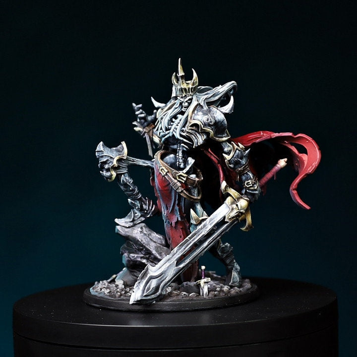 Skeleton King |  D&D  |  3D Printed | HD Resin Miniature | Cast n Play | Pathfinder | Tabletop | BBEBG| Undead | Necromancer