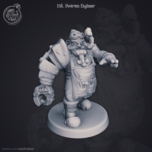 Dwarf Engineer | D&D | 3D Printed | HD Resin Miniature | Cast n Play | Pathfinder | Tabletop | Dwarven | Army | Dwarf Legacy