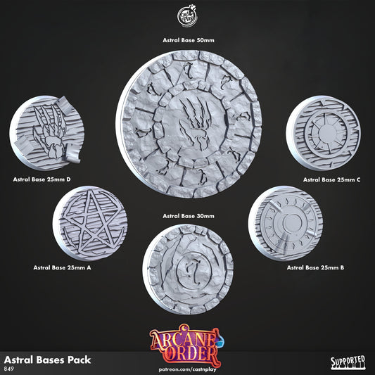 Arcane Order Astral Bases Pack | D&D | Miniature | NPC | Bases | 3D miniature