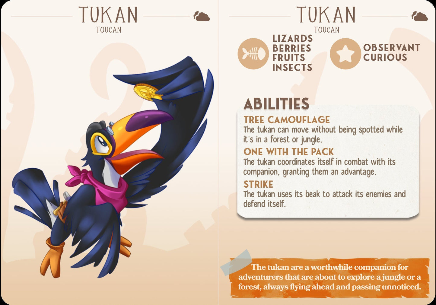 Tukan, the Toucan | D&D | 3D Printed | HD Resin Miniature | Cast n Play | Pathfinder | Tabletop | Bird | Companions | Familiar