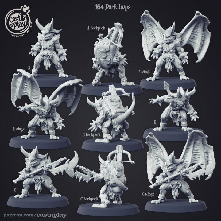 Dark Imps  |  D&D  |  3D Printed | HD Resin Miniature | Cast n Play | Pathfinder | Tabletop | Void | Creature | Underdark